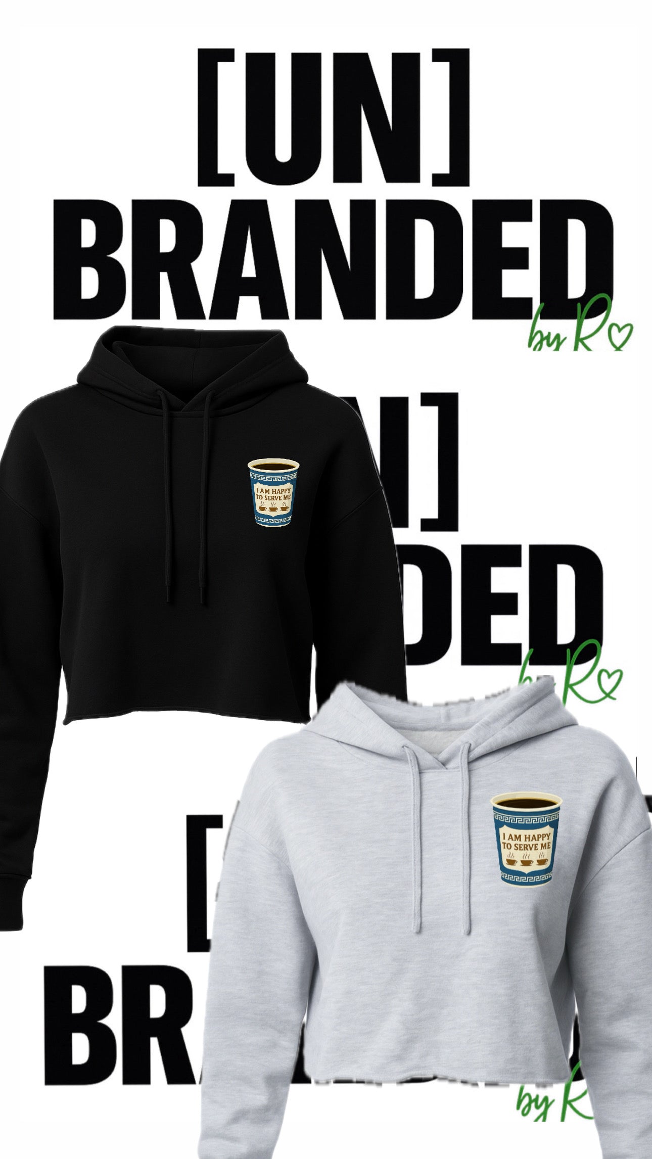 “HAPPY TO SERVE ME” CROPPED LIGHTWEIGHT HOODIE