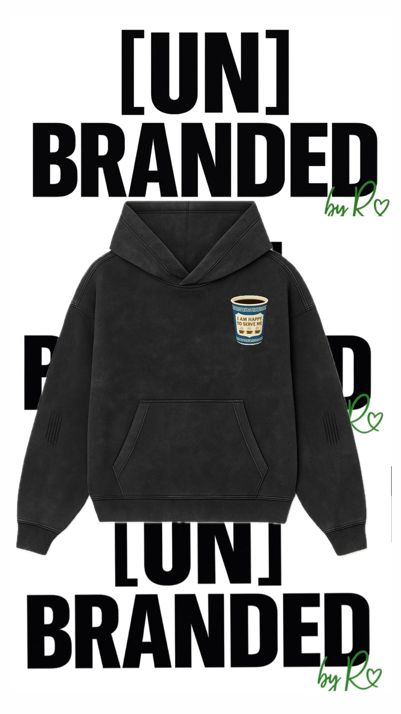 “HAPPY TO SERVE ME” BLACK SWEATER 100% FRENCHTERRY