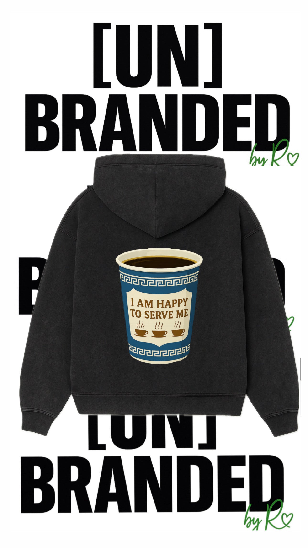 “HAPPY TO SERVE ME” BLACK SWEATER 100% FRENCHTERRY