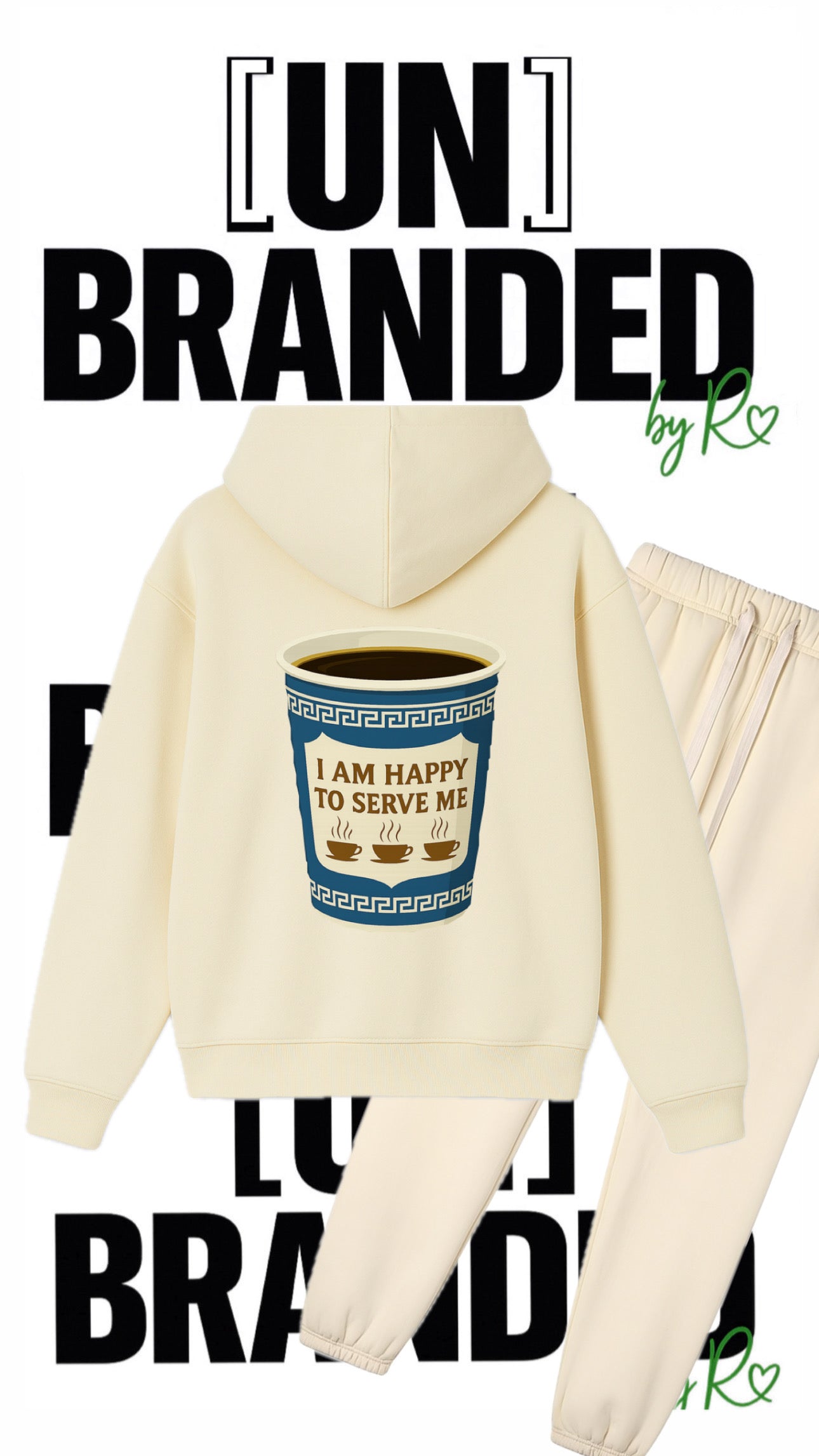 “HAPPY TO SERVE ME” CREAM SWEATSUIT