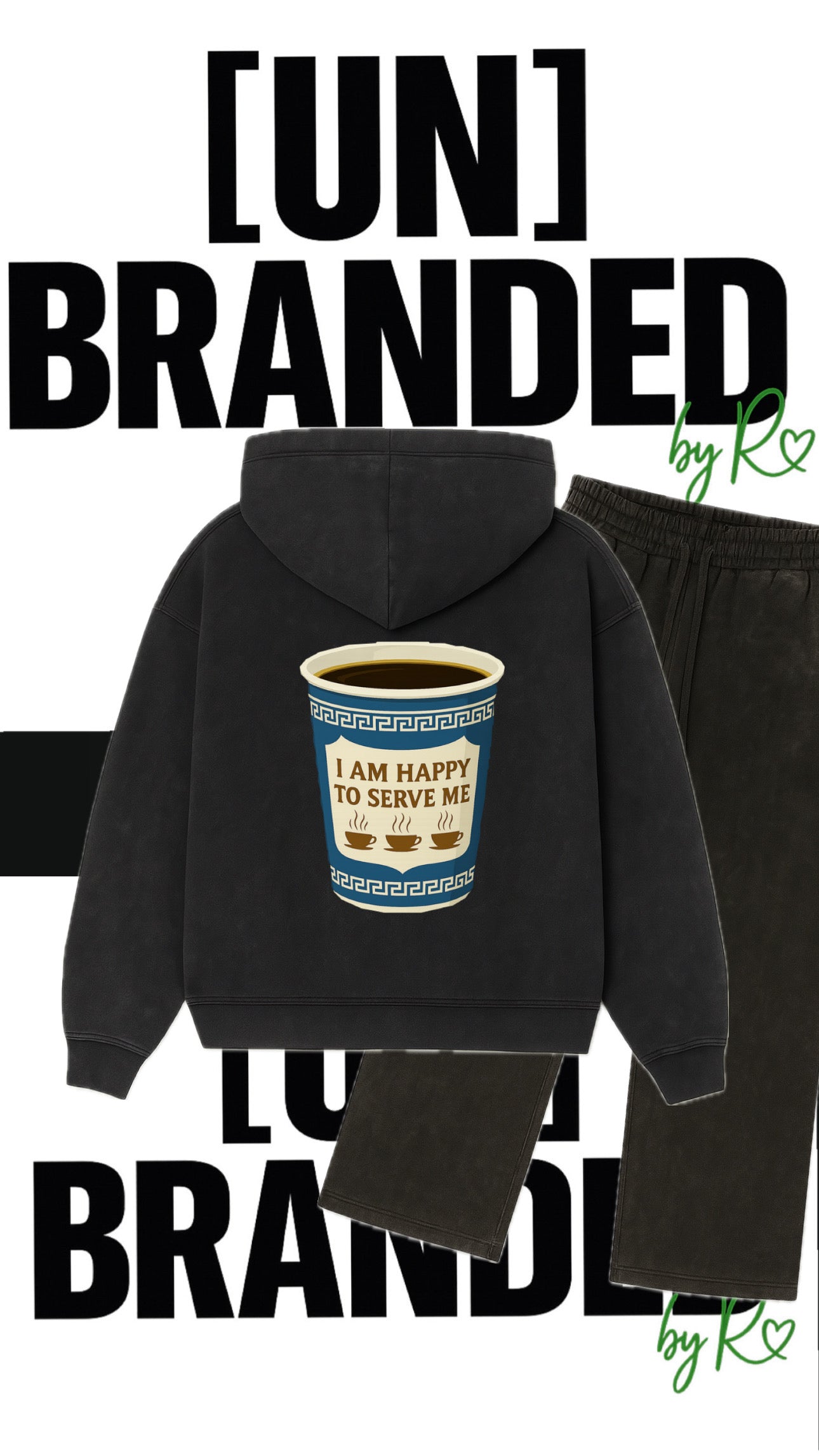 “HAPPY SERVE ME” BLACK SWEATSUIT