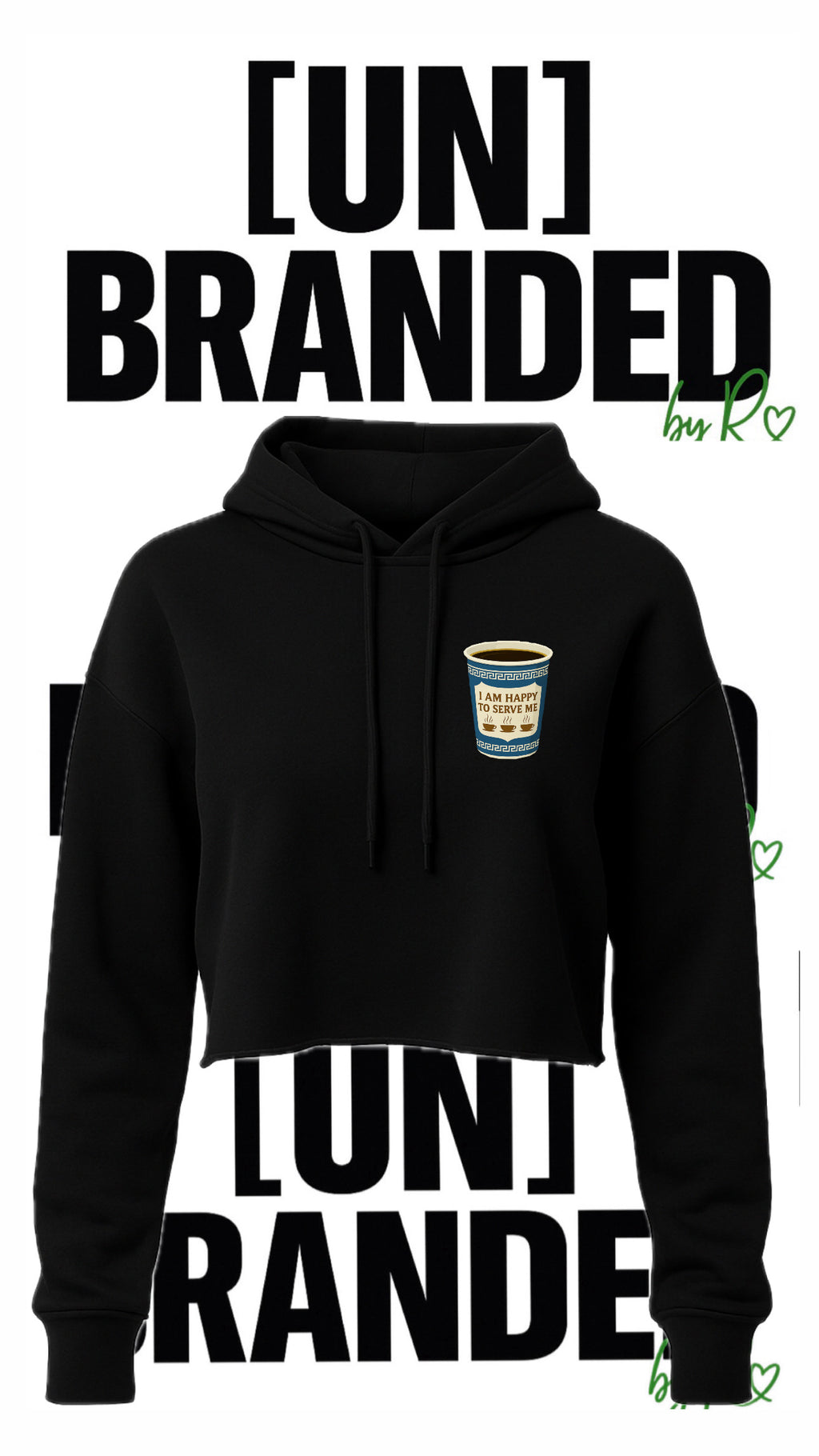 “HAPPY TO SERVE ME” CROPPED LIGHTWEIGHT HOODIE
