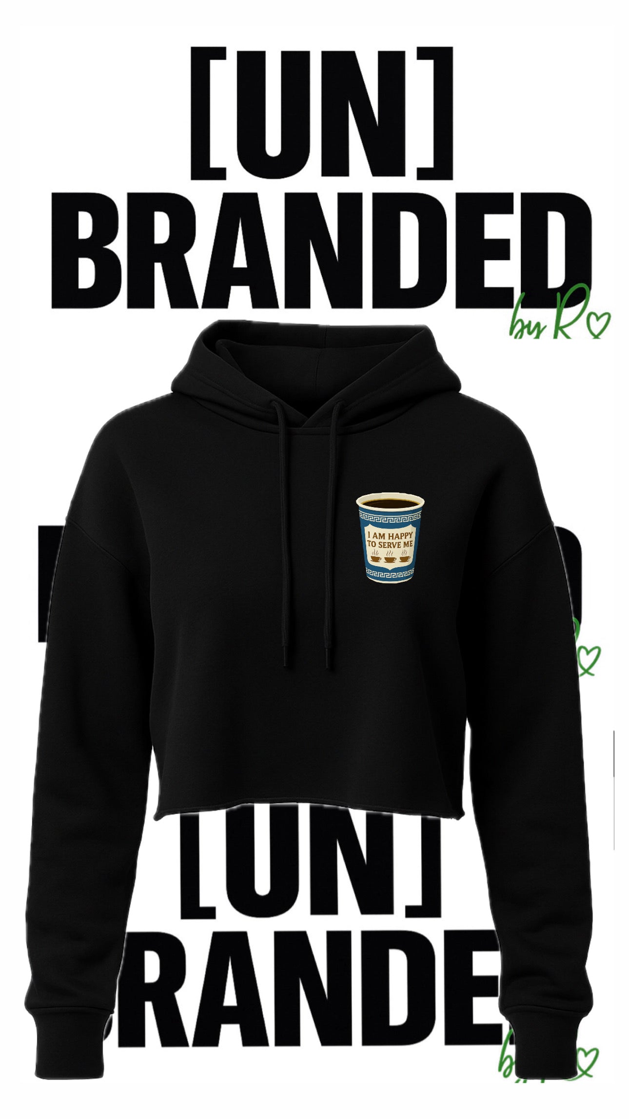 “HAPPY TO SERVE ME” CROPPED LIGHTWEIGHT HOODIE